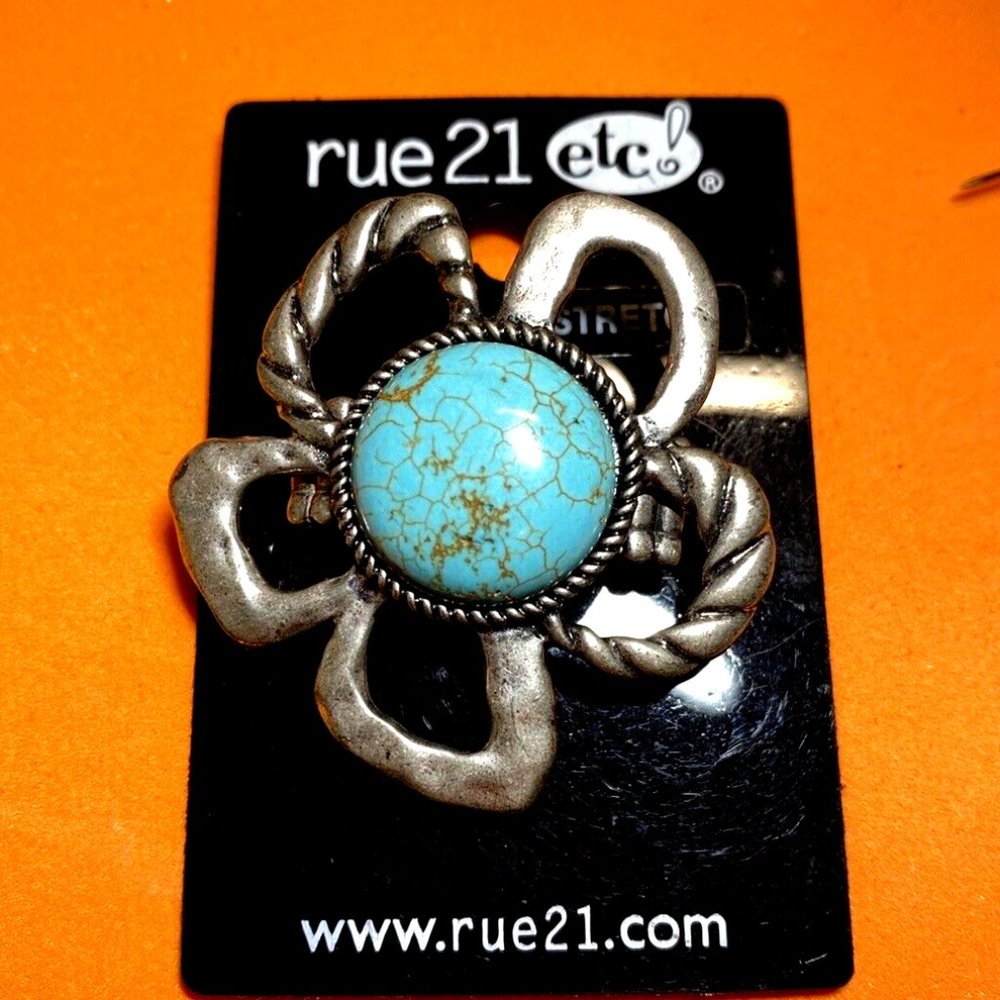 Turquoise Stone Western Stretch Ring RUE 21 ETC